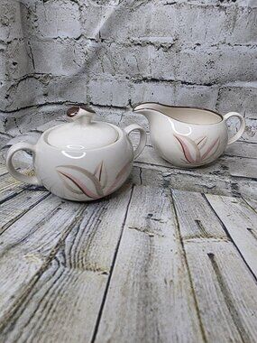 Winfield True Porcelain DRAGONFLOWER Creamer and Covered Sugar Bowl 1940-1960